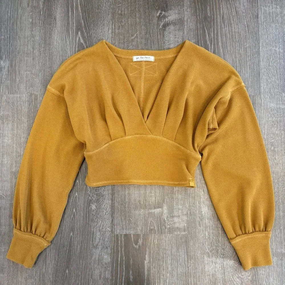 Free People We The Free “All Nighter” Surplice Crop Top Small